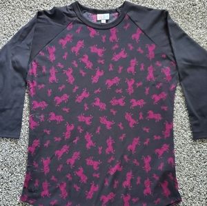 LuLaRoe unicorn shirt fuchsia and black